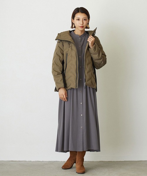 NICOLE white（ニコルホワイト）の「ポケット付 ウエストドロストワンピース（ワンピース・レディース・チャコールグレー/カーキ・FREE）」の16枚目の写真