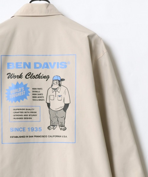 BEN DAVIS(ベンデイビス)の「BEN DAVIS/ベンデイビス ビッグシルエット バックプリン コーチジャケット(ナイロンジャケット・メンズ・ライトグレー/ブラック/ネイビー/グリーン・M/L/XL)」の2枚目の写真
