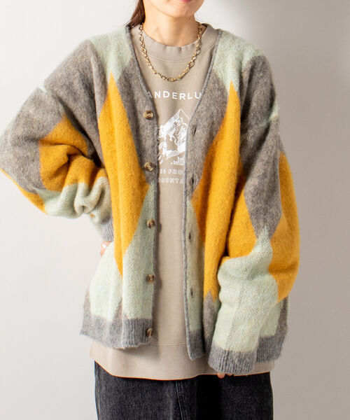 GLOSTER（グロスター）の「【予約分完売につき、リピート決定＆新色追加！】【GLOSTER/グロスター】モヘヤミックスカーディガン（カーディガン/ボレロ・メンズ・ブラック系その他/グレー系その他/ベージュ系その他/パープル系その他・FREE）」の10枚目の写真