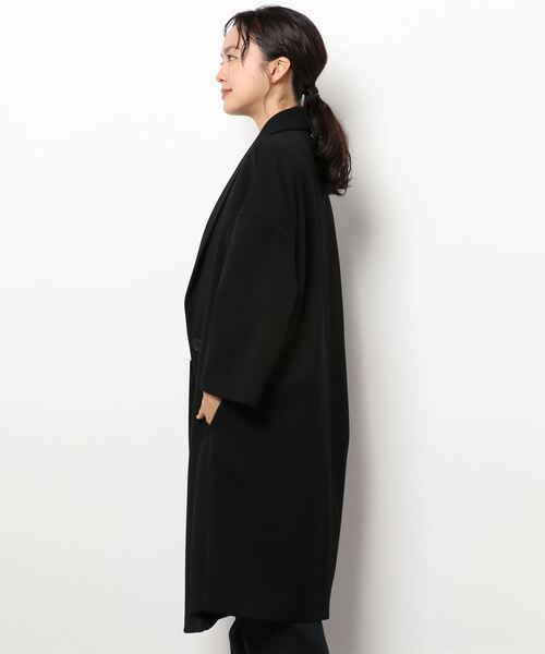 BENETTON (UNITED COLORS OF BENETTON)（ベネトンユナイテッドカラーズオブベネトン）の「7分袖スリーブBIGシルエットコート（ステンカラーコート・レディース・ブラック・38/42/44/40）」の3枚目の写真