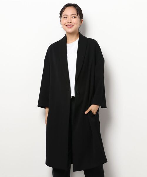 BENETTON (UNITED COLORS OF BENETTON)（ベネトンユナイテッドカラーズオブベネトン）の「7分袖スリーブBIGシルエットコート（ステンカラーコート・レディース・ブラック・38/42/44/40）」の5枚目の写真