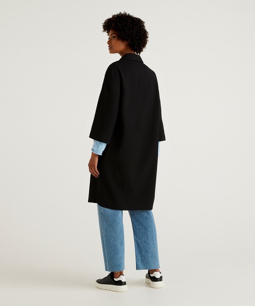 BENETTON (UNITED COLORS OF BENETTON)（ベネトンユナイテッドカラーズオブベネトン）の「7分袖スリーブBIGシルエットコート（ステンカラーコート・レディース・ブラック・38/42/44/40）」の8枚目の写真