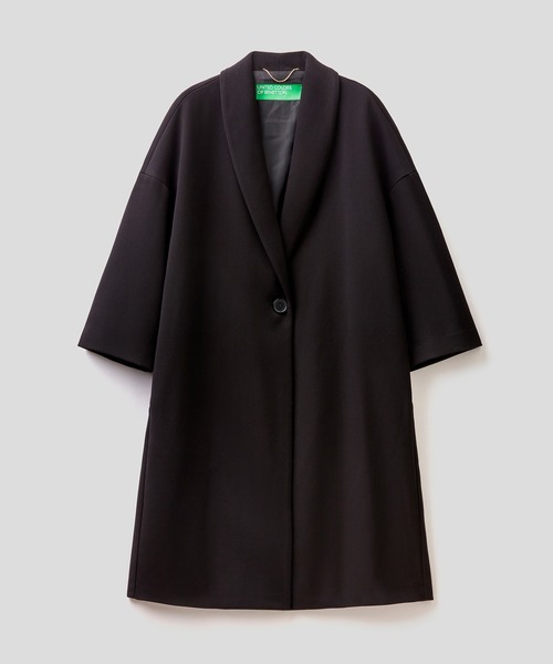 BENETTON (UNITED COLORS OF BENETTON)（ベネトンユナイテッドカラーズオブベネトン）の「7分袖スリーブBIGシルエットコート（ステンカラーコート・レディース・ブラック・38/42/44/40）」の7枚目の写真
