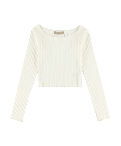 ALEXIA STAM（アリシアスタン）の「Mellow Hem Rib Long Sleeve Top/メロウヘムリブロングスリーブトップ（Tシャツ/カットソー・レディース・イエロー/ブラック/ホワイト/グレー・FREE）」の14枚目の写真