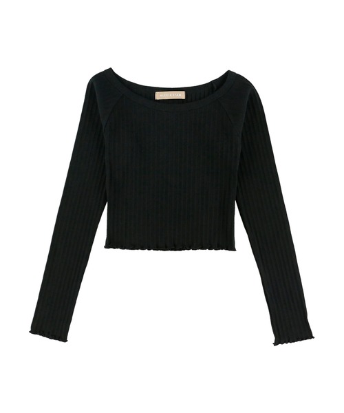 ALEXIA STAM（アリシアスタン）の「Mellow Hem Rib Long Sleeve Top/メロウヘムリブロングスリーブトップ（Tシャツ/カットソー・レディース・イエロー/ブラック/ホワイト/グレー・FREE）」の7枚目の写真