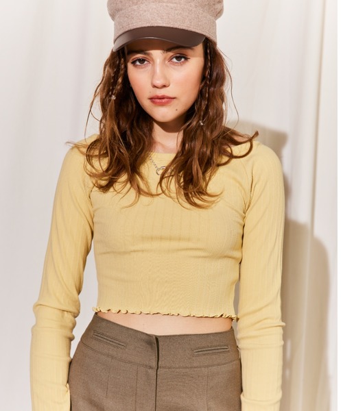 カットソー(長袖/七分) ALEXIA STAM - Mellow Hem Rib Long Sleeve Top Black ALEXIA STAM（アリシアスタン）の「Mellow Hem Rib Long Sleeve