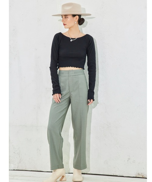 カットソー(長袖/七分) ALEXIA STAM - Mellow Hem Rib Long Sleeve Top Black ALEXIA STAM（アリシアスタン）の「Mellow Hem Rib Long Sleeve
