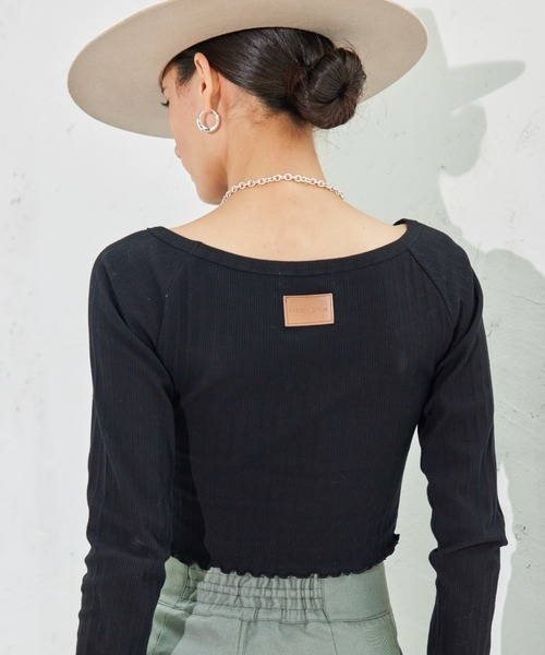 カットソー(長袖/七分) ALEXIA STAM - Mellow Hem Rib Long Sleeve Top Black ALEXIA STAM（アリシアスタン）の「Mellow Hem Rib Long Sleeve