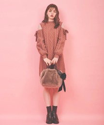 31 Sons de mode | ショルダーシアーケーブルニットワンピース(ワンピース)
