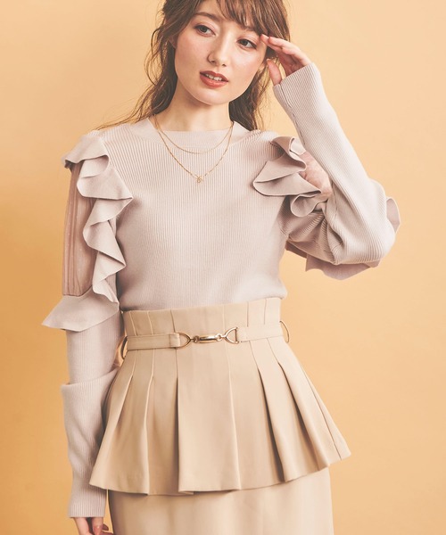 NOELA(ノエラ)の「チュール切替フリルニット(ニット/セーター・レディース・ブラック/ピンク/オフホワイト・フリー)」の5枚目の写真