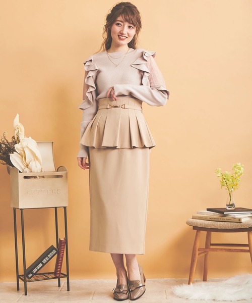 NOELA(ノエラ)の「チュール切替フリルニット(ニット/セーター・レディース・ブラック/ピンク/オフホワイト・フリー)」の6枚目の写真