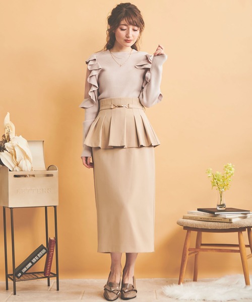 NOELA(ノエラ)の「チュール切替フリルニット(ニット/セーター・レディース・ブラック/ピンク/オフホワイト・フリー)」の7枚目の写真