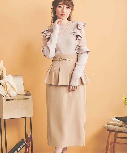 NOELA(ノエラ)の「チュール切替フリルニット(ニット/セーター・レディース・ブラック/ピンク/オフホワイト・フリー)」の9枚目の写真