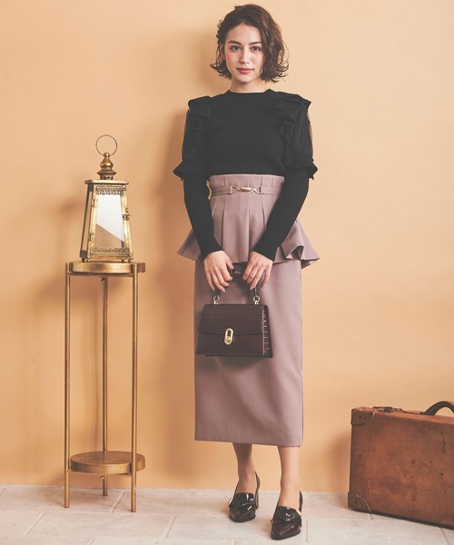 NOELA(ノエラ)の「チュール切替フリルニット(ニット/セーター・レディース・ブラック/ピンク/オフホワイト・フリー)」の13枚目の写真