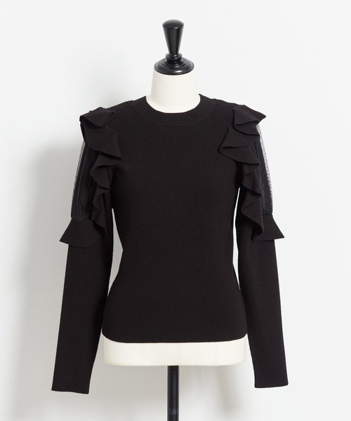 NOELA(ノエラ)の「チュール切替フリルニット(ニット/セーター・レディース・ブラック/ピンク/オフホワイト・フリー)」の16枚目の写真