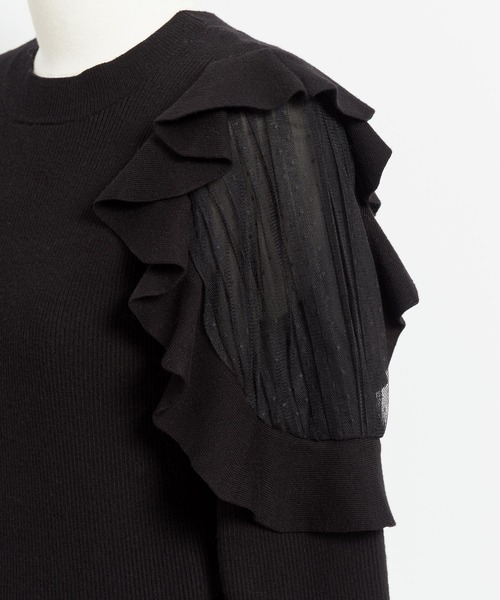 NOELA(ノエラ)の「チュール切替フリルニット(ニット/セーター・レディース・ブラック/ピンク/オフホワイト・フリー)」の17枚目の写真
