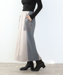 Three Four Time | スエードリブ切替バイカラースカート(スカート)