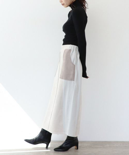 Three Four Time(スリーフォータイム)の「スエードリブ切替バイカラースカート(スカート・レディース・ブラウン/ベージュ・FREE)」の7枚目の写真