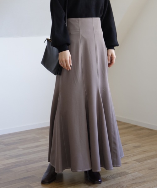 UNFIELD（アンフィールド）の「【UNFIELD 配色ステッチマーメイドスカート】（スカート・レディース・ブラック/モカ・FREE）」の17枚目の写真