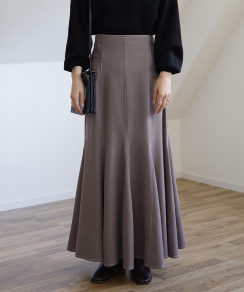 UNFIELD（アンフィールド）の「【UNFIELD 配色ステッチマーメイドスカート】（スカート・レディース・ブラック/モカ・FREE）」の22枚目の写真