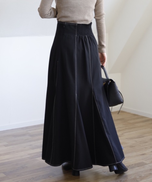 UNFIELD（アンフィールド）の「【UNFIELD 配色ステッチマーメイドスカート】（スカート・レディース・ブラック/モカ・FREE）」の8枚目の写真