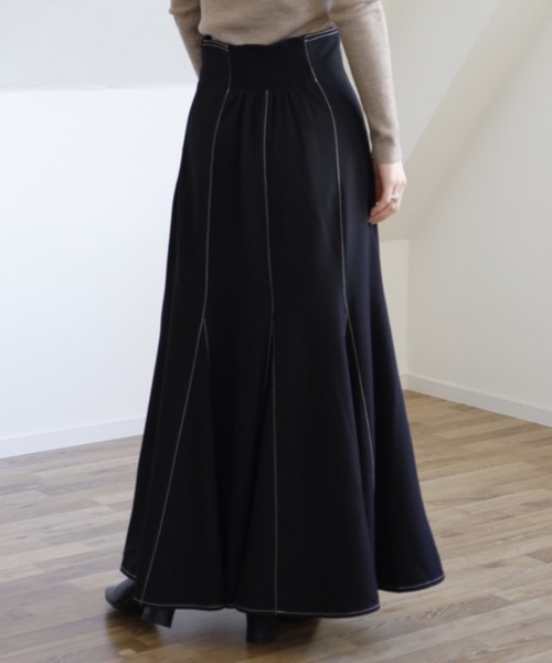 UNFIELD（アンフィールド）の「【UNFIELD 配色ステッチマーメイドスカート】（スカート・レディース・ブラック/モカ・FREE）」の9枚目の写真