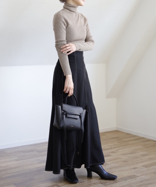 UNFIELD（アンフィールド）の「【UNFIELD 配色ステッチマーメイドスカート】（スカート・レディース・ブラック/モカ・FREE）」の14枚目の写真