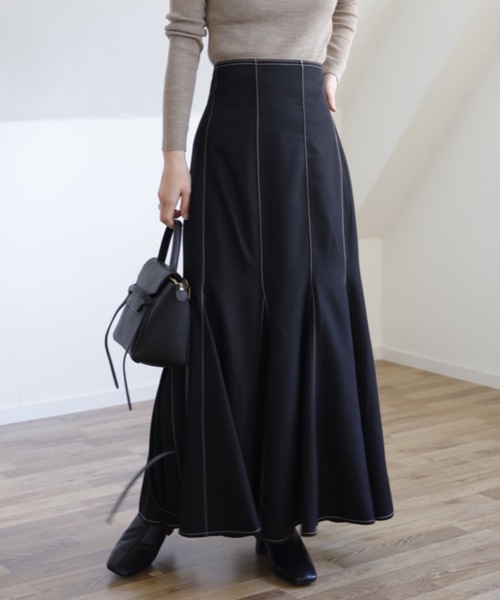 UNFIELD（アンフィールド）の「【UNFIELD 配色ステッチマーメイドスカート】（スカート・レディース・ブラック/モカ・FREE）」の11枚目の写真