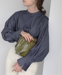 LE DENIM タックスリーブブラウス【洗濯機使用可能】◆