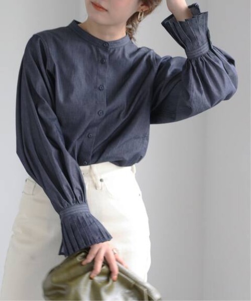 SLOBE IENA(スローブイエナ)の「LE DENIM タックスリーブブラウス【洗濯機使用可能】◆(シャツ/ブラウス・レディース・ネイビー・FREE)」の11枚目の写真