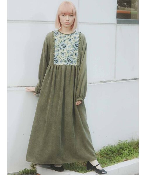 merry jenny（メリージェニー）の「ジャガードコンビコールワンピース（ワンピース・レディース・ブラウン/グリーン/ボルドー・FREE）」の6枚目の写真