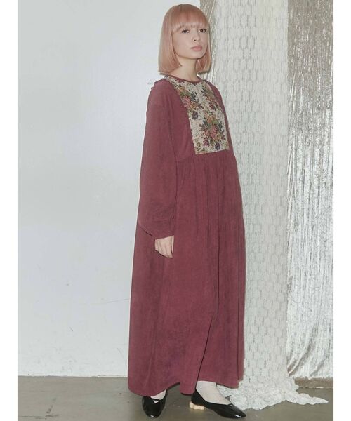 merry jenny（メリージェニー）の「ジャガードコンビコールワンピース（ワンピース・レディース・ブラウン/グリーン/ボルドー・FREE）」の9枚目の写真