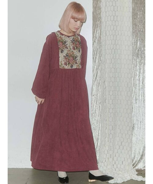 merry jenny（メリージェニー）の「ジャガードコンビコールワンピース（ワンピース・レディース・ブラウン/グリーン/ボルドー・FREE）」の10枚目の写真