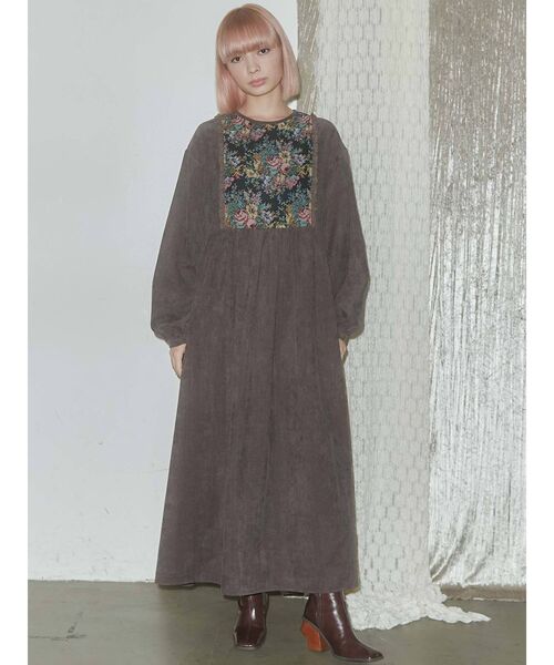 merry jenny（メリージェニー）の「ジャガードコンビコールワンピース（ワンピース・レディース・ブラウン/グリーン/ボルドー・FREE）」の15枚目の写真