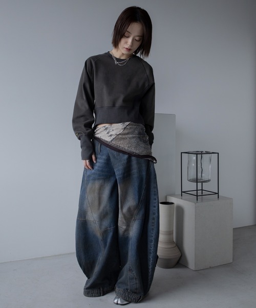 ロゴ刺繍ショート丈トレーナー/新色追加/復刻カラー追加（スウェット