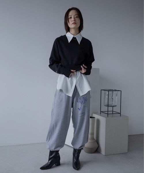 ロゴ刺繍ショート丈トレーナー/新色追加/復刻カラー追加（スウェット