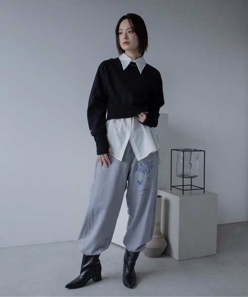 ロゴ刺繍ショート丈トレーナー/新色追加/復刻カラー追加（スウェット