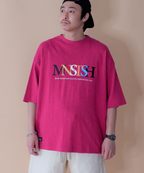 MANASTASH(マナスタッシュ)の「MANASTASH/マナスタッシュ HEMP TEE W/OA ヘンプティーW/OA 7123038(Tシャツ/カットソー・メンズ・ナチュラル/ブラック/ピンク・LARGE/MEDIUM/X-LARGE)」の1枚目の写真