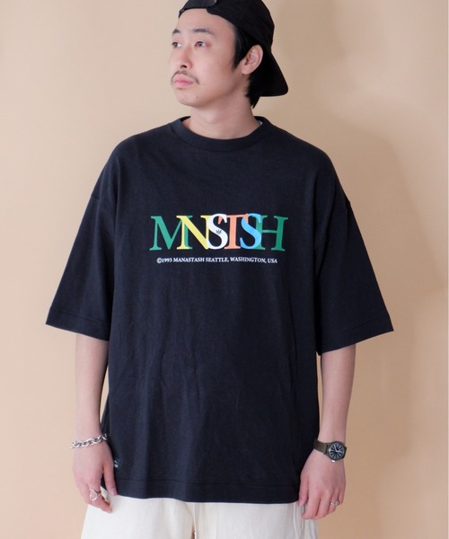 MANASTASH(マナスタッシュ)の「MANASTASH/マナスタッシュ HEMP TEE W/OA ヘンプティーW/OA 7123038(Tシャツ/カットソー・メンズ・ナチュラル/ブラック/ピンク・LARGE/MEDIUM/X-LARGE)」の2枚目の写真