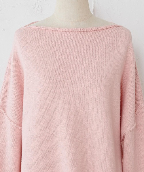 BEARDSLEY（ビアズリー）の「ヴァージンコットンの落ちわた100％を再生 リサイクルコットンプルオーバー（ニット/セーター・レディース・ピンク/ブルー・FREE）」の4枚目の写真