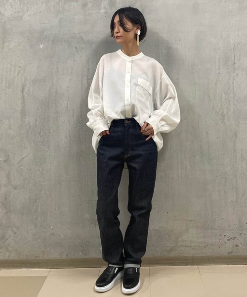 BEARDSLEY（ビアズリー）の「シャドーストライプシャツ（シャツ/ブラウス・レディース・ホワイト/ベビーピンク・FREE）」の3枚目の写真