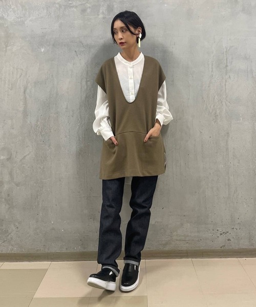 BEARDSLEY（ビアズリー）の「シャドーストライプシャツ（シャツ/ブラウス・レディース・ホワイト/ベビーピンク・FREE）」の5枚目の写真