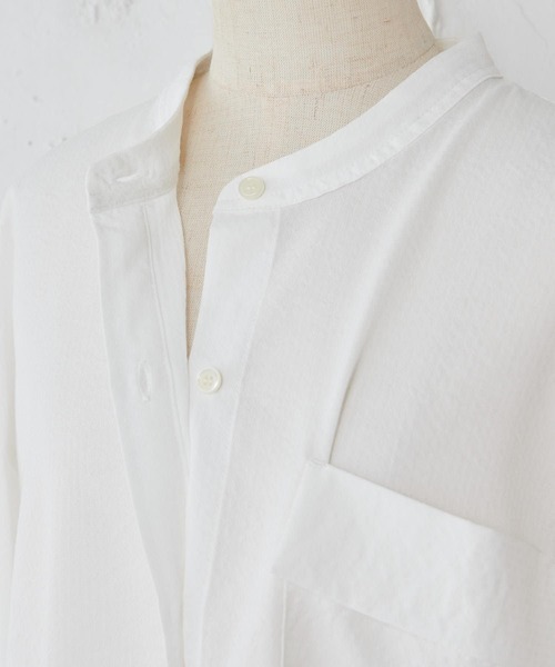 BEARDSLEY（ビアズリー）の「シャドーストライプシャツ（シャツ/ブラウス・レディース・ホワイト/ベビーピンク・FREE）」の4枚目の写真