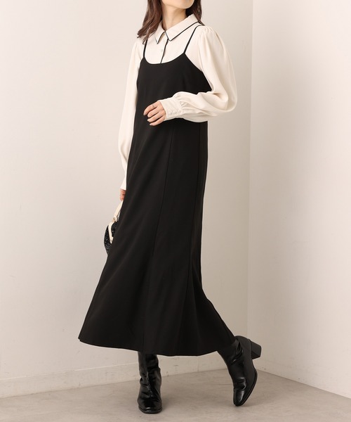 one after another NICE CLAUP（ワンアフターアナザーナイスクラップ）の「WEB限定　バックリボンマーメイドキャミワンピース（ワンピース・レディース・ブラック/ブラウン/グレー系その他/グリーン系その他/ブラック系その他/インディゴブルー・FREE）」の21枚目の写真