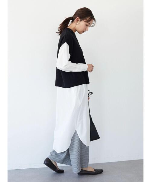 CRAFT STANDARD BOUTIQUE(クラフトスタンダードブティック)の「【ウォッシャブル】SET シャツワンピース+ニットベスト *◆(シャツワンピース・レディース・オフホワイト/ストライプ・FREE)」の5枚目の写真