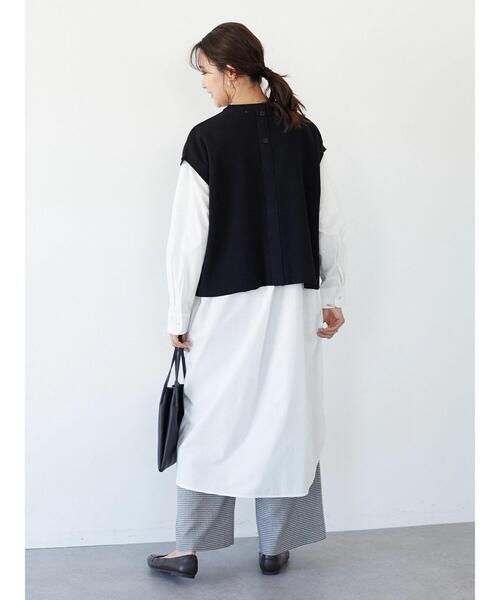 CRAFT STANDARD BOUTIQUE(クラフトスタンダードブティック)の「【ウォッシャブル】SET シャツワンピース+ニットベスト *◆(シャツワンピース・レディース・オフホワイト/ストライプ・FREE)」の8枚目の写真