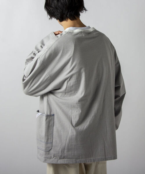 SMITH'S（スミス）の「【SMITH'S AMERICAN／スミス アメリカン】2ポケット ステッチ ロングスリーブTシャツ（Tシャツ/カットソー・メンズ・ホワイト/グレー/ホワイト系その他4・MEDIUM/LARGE）」の9枚目の写真