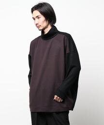 Lui's | ウール混配色ポンチハイネックプルオーバー(スウェット)