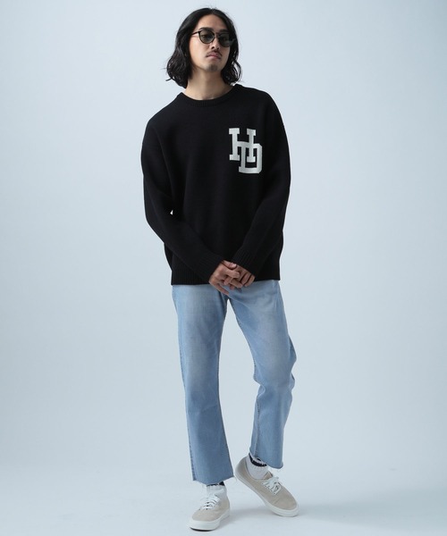 BAYFLOW(ベイフロー)の「HAPPYニットプルオーバー(ニット/セーター・メンズ・ベージュ/イエロー/ボルドー/ブラック/グリーン/ネイビー・MEDIUM/LARGE)」の7枚目の写真