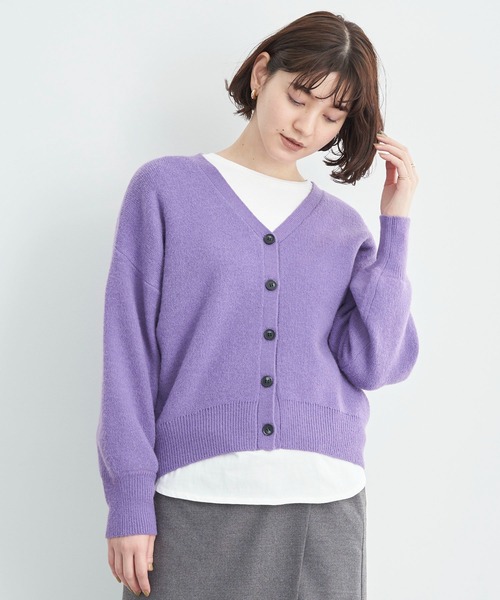 YECCA VECCA(イェッカヴェッカ)の「・Vネックニットカーディガン(カーディガン/ボレロ・レディース・ブラック/グリーン/ブルー/パープル・FREE)」の4枚目の写真